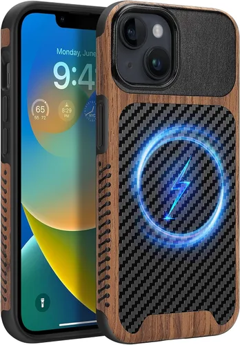 Vista 13 de Funda magnética ZZDZZ compatible con iPhone 14 Plus [Compatible con Magsafe] Diseño de cuero premium TPU híbrido a prueba de golpes (Negro)