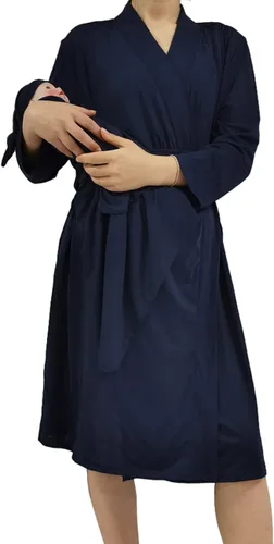 Vista 4 de SUFEINI Conjunto de manta con bata de mamá a juego, bata de maternidad para enfermería, hospital, parto, bata de embarazo, ropa de descanso