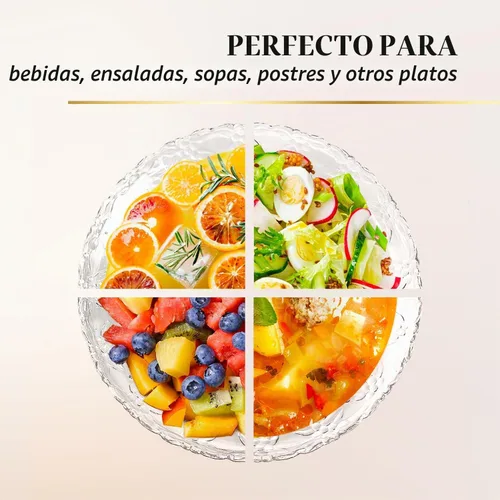 Vista 5 de Juego de cuencos grandes de plástico transparente con cucharón, cuenco de servir de 8 cuartos de galón para fiestas, cuchara de plástico