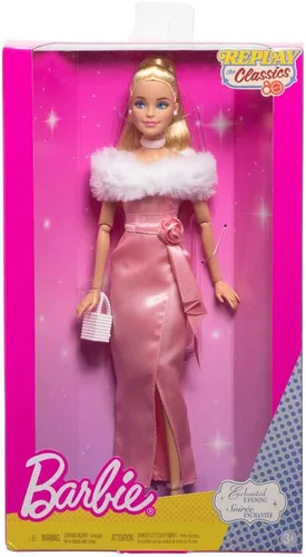 Vista 6 de Barbie Muñeca de moda de noche encantada en vestido rosa, Mattel Replay The Classics Collection