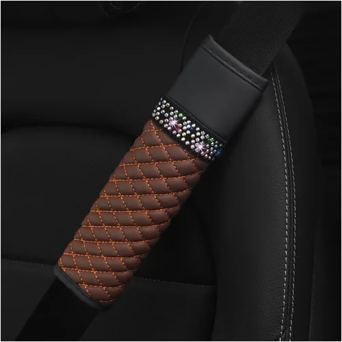 Vista 16 de AICEL - Juego de 2 fundas para cinturón de seguridad de auto, correa de hombro con brillo de strass para una conducción más cómoda, almohadillas