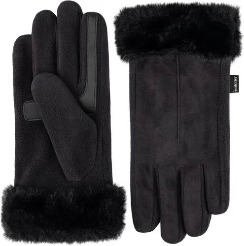 Vista 8 de isotoner Women's Water Repellent Touchscreen Stretch Mya Faux Fur Cuff Gloves Coñac