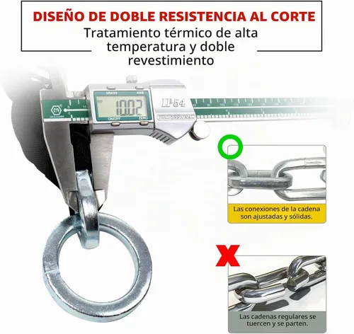 Vista 4 de Candado antirrobo AKM para bicicleta de 3 pies/90 cm de largo, candado de cadena resistente de 10 mm de espesor con 4 llaves, seguridad de 16 mm