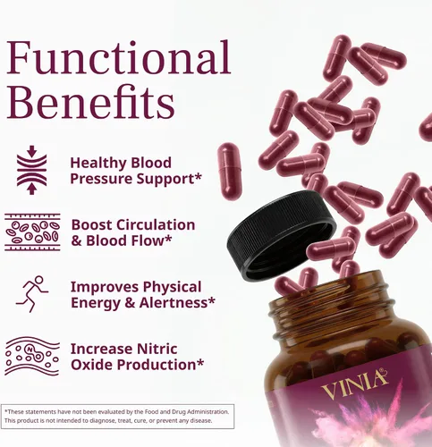Vista 2 de VINIA Cápsulas de suplemento de resveratrol Piceid. Aumenta el flujo sanguíneo y el óxido nítrico. Presión arterial y apoyo a la salud cardíaca