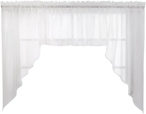 Vista 47 de Stylemaster Elegance Cenefa recta de gasa transparente, 60 x 14 pulgadas, color dorado