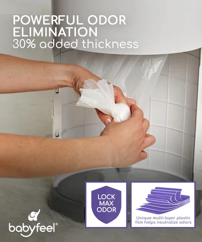 Vista 7 de Babyfeel Recambios compatibles con cubos de pañales DEKOR PLUS Paquete de 4 Exclusivo 30% de grosor extra Recambios de cubo de pañales