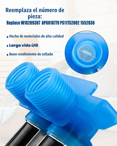 Vista 5 de Válvula de entrada de agua apta para Whirlpool Maytag WPW10289387 AP6018779