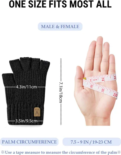 Vista 4 de Guantes sin dedos de medio dedo para invierno. Guantes cálidos de punto para trabajo, running, ciclismo y conducción para hombres y mujeres