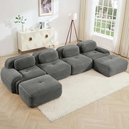 Vista 48 de Juego de sofás seccionales sin hueso de 117 pulgadas para sala de estar, modular en forma de L y sofá de 3 plazas con asiento profundo, almohadas