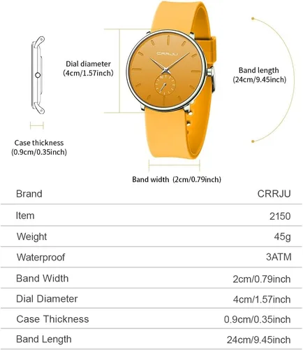 Vista 4 de CRRJU Mens Women Watch Casual Stylish Waterproof Quartz Unisex Wristwatches, Ultra Thin Watches for Men Women, Colorful Silicone Band