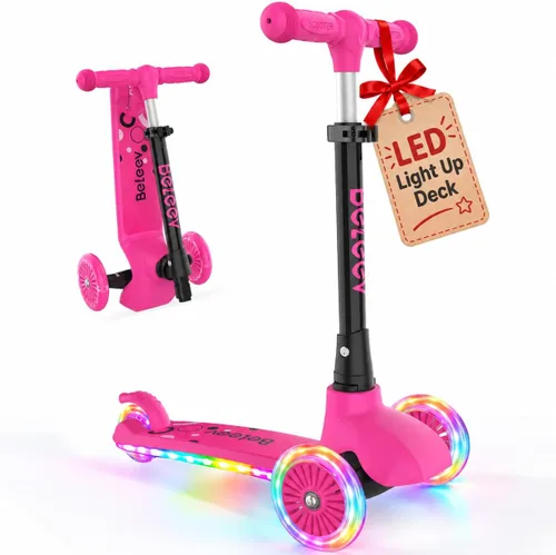 Vista 10 de BELEEV Scooter A4 para niños de 2 a 6 años, cubierta iluminada y ruedas Aqua Negro