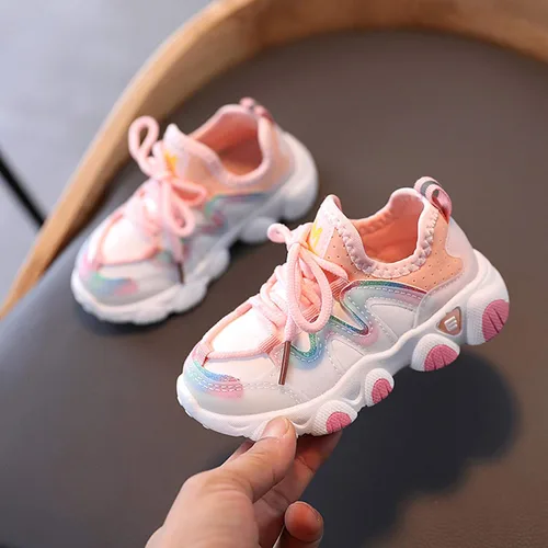 Vista 5 de Zapatos deportivos cálidos de cuero de invierno para niñas pequeñas, de encaje suave, para bebés, zapatos de tenis para bebés (rosa, 18-24 meses)