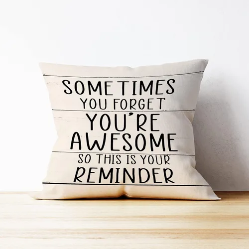 Vista 2 de Mancheng-zi Fundas de almohada inspiradoras de 18 x 18 pulgadas, Sometimes You Forget You're Awesome Regalos para mujeres y hombres, regalos