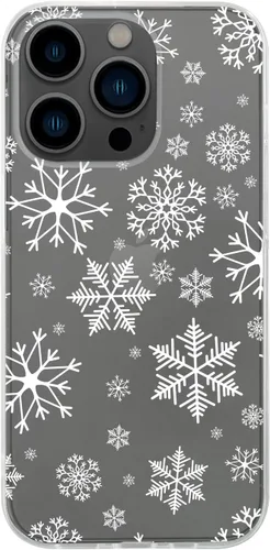 Vista 2 de Blingy's Funda compatible con iPhone 14 Pro, bonito patrón de Navidad con diseño de copos de nieve de invierno, funda protectora transparente de TPU