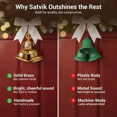 Vista 9 de SATVIK - Juego de 6 cascabeles medianos de metal sagrados con lazo para colgar para Pooja, accesorios para templo, decoración del hogar, campanas