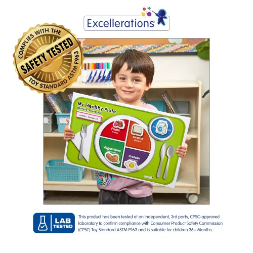 Vista 2 de Excellerations My Healthy Plate Magnet Nutrition and Food Activity Set for Kids Pack of 4 A partir de 3 años, PreK+, paquete de 4 para niños