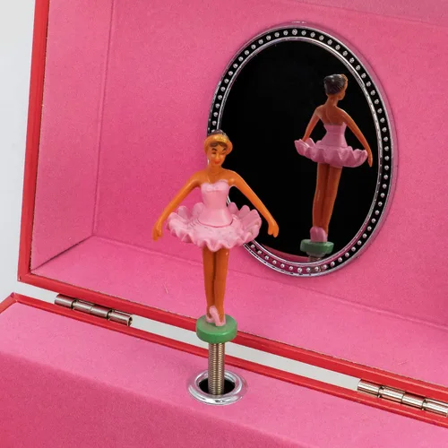 Vista 7 de Caja de música de bailarina con corazones con collar de bailarina de color plateado