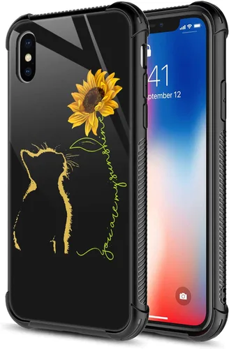 Vista 10 de CARLOCA Funda compatible con iPhone Xs, diseño gráfico a prueba de golpes, antiarañazos, protección contra caídas para iPhone X/XS Familia de jirafa