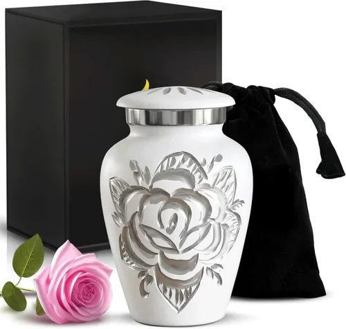 Vista 9 de Urna de Cremación de Rosa para Cenizas para Mujeres y Hombres - Urnas de Rosa Artesanales para Cenizas Humanas Adultas Femeninas y Masculinas