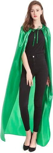 Vista 5 de Diffly Capa de satén con capucha de 59 pulgadas, unisex, capa de Halloween para mago de bruja diablo, Halloween, Navidad, cosplay