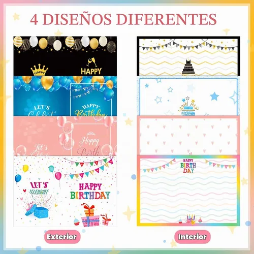 Vista 3 de Leitee 4 Piezas Tarjetas de Cumpleaños Jumbo Feliz Cumpleaños Tarjetas de Cumpleaños Grandes con Sobre 17 x 12'' Tamaño Extra Grande Tarjetas