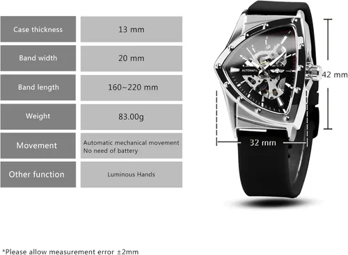 Vista 6 de Caluxe Reloj de pulsera mecánico automático de esqueleto militar para hombre, Mecánico