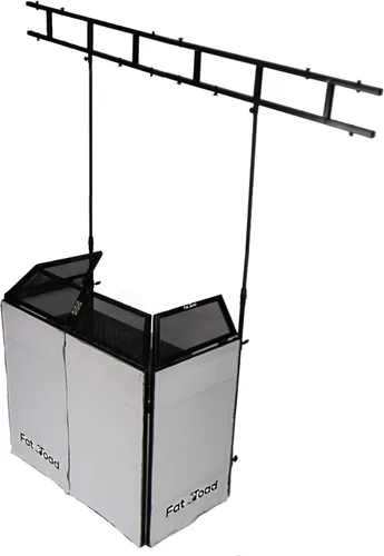 Vista 3 de FAT TOAD Cabina de DJ con paquete de soporte de armadura de iluminación de 8 pies (Serie QuickFOLD) – Fachada plegable con cubierta de scrim