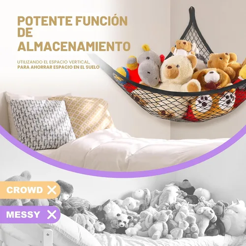 Vista 6 de Lazebox Hamaca de red para animales de peluche para juguetes de peluche, hamaca de animales de peluche de esquina para decoración de habitación