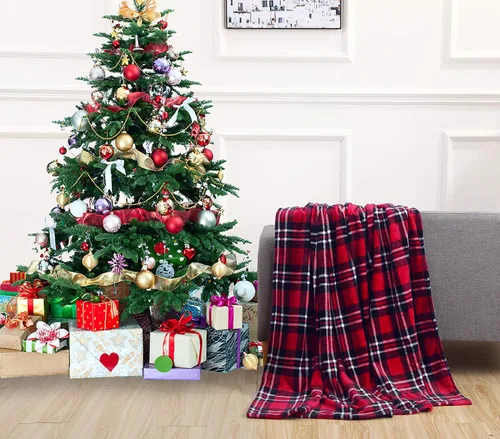 Vista 4 de Valerian Elegant Comfort Manta/Throw de Vellón Ultra Suave con Tacto de Terciopelo con Estampado Navideño de Vacaciones - 50 x 60 pulgadas, (Cuadros)