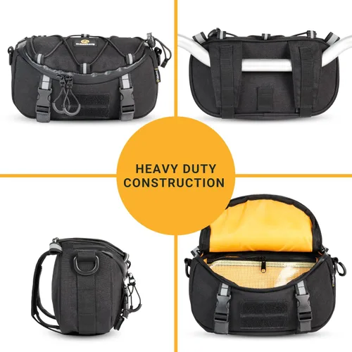 Vista 8 de Odinsberg Bolsa Multifuncional para Manillar de Bicicleta y Motocicleta, 3L Resistente al Agua, Compatible con la mayoría de tipos de manillares