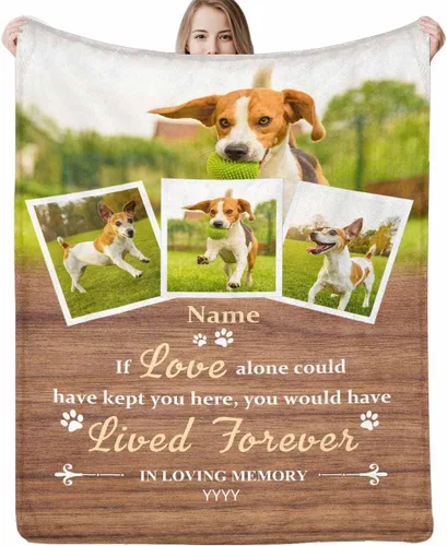 Vista 27 de Manta personalizada con imagen, mantas de memoria personalizadas para perros, hechas en Estados Unidos, imagen personalizada para pérdida de 1 Foto