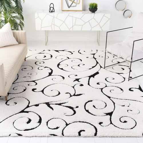 Vista 24 de SAFAVIEH Florida Shag Collection - Alfombra decorativa, 2 x 3 pies, color crema y beige, diseño de volutas, no desprende pelusa y fácil de limpiar