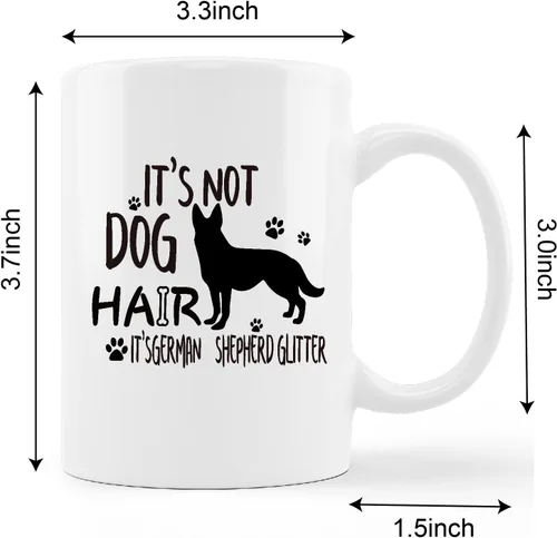 Vista 5 de kunlisa Divertida taza de pastor alemán, taza de cerámica con purpurina de pastor alemán, 11 onzas, regalos para amantes de los perros, mujeres