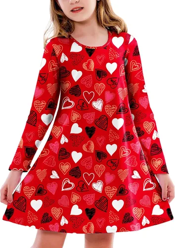 Vista 40 de Deerose Vestido de manga larga para niñas del día de San Patricio Mardi Gras, de 3 a 14 años Navidad café