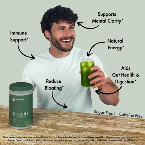 Vista 4 de Nutrition Daily Super Greens & Electrolytes Powder - Salud intestinal, hidratación, energía y alivio de la hinchazón - Espirulina, clorella, pre