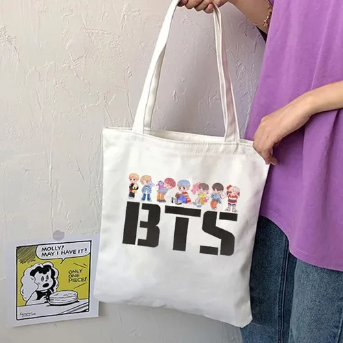 Vista 2 de ZSYKD Bolsa de lona con diseño de alfabeto y dibujos animados bonita bolsa de playa estética con asas bolsa de mano reutilizable para mujeres
