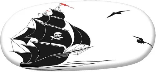 Vista 3 de Mantel ajustable ovalado de poliéster con bordes elásticos pirata, gaviotas voladoras con estampado de olas del océano, se adapta a mesas ovaladas