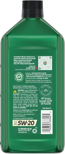Vista 4 de Castrol GTX High Mileage 5W-20 - Aceite de motor de mezcla sintética, 1 cuarto de galón, paquete de 6