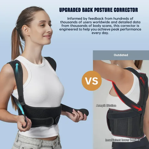 Vista 4 de Corrector de postura de espalda con almohadilla triangular desmontable para aliviar el dolor, soporte completo de espalda para joroba y escoliosis
