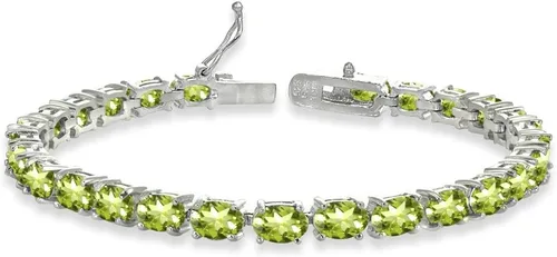 Vista 19 de B. BRILLIANT Pulsera para mujer, pulsera de piedra natal, 0.236 x 0.157 pulgadas, de corte ovalado, auténtica o sintética, pulseras de plata de ley