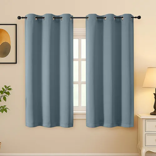 Vista 64 de Simplebrand Juego de 2 paneles de cenefa aguamarina para ventana de cocina de 14 pulgadas de largo, cortinas de oscurecimiento de habitación