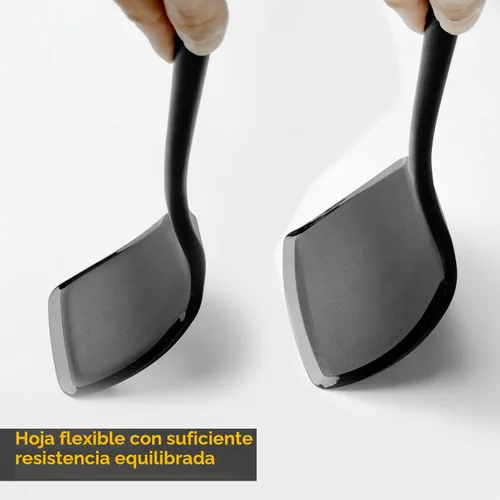 Vista 4 de Juego de espátulas de silicona de gran tamaño, espátula de silicona resistente al calor de 600 °F, espátula para voltear y aletas para cocinar