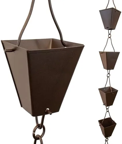 Vista 6 de Cadena de lluvia de copas cuadradas cónicas - Aluminio - 13 pies Alumino