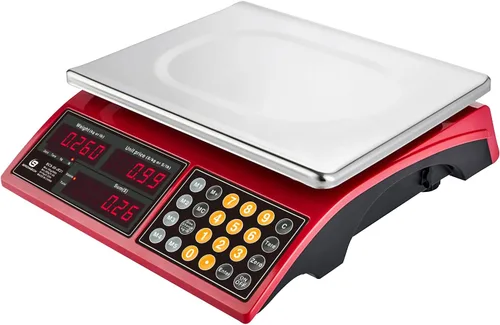 Vista 10 de Báscula de cálculo de precios, báscula digital de 66 libras para alimentos comerciales y productos de carne con retroiluminación verde LCD