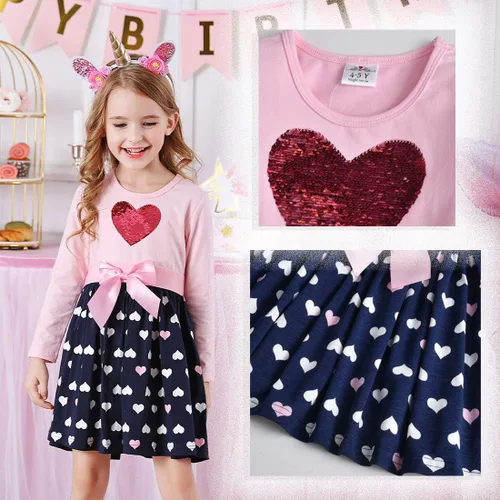 Vista 4 de VIKITA Vestido de invierno de manga larga con dibujos animados para niñas de 2 a 12 años