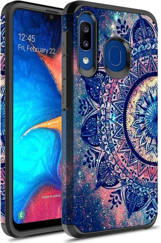 Vista 6 de Rosebono - Funda compatible con Samsung Galaxy A21, delgada híbrida de doble capa a prueba de golpes, cubierta dura a prueba de golpes, linda funda
