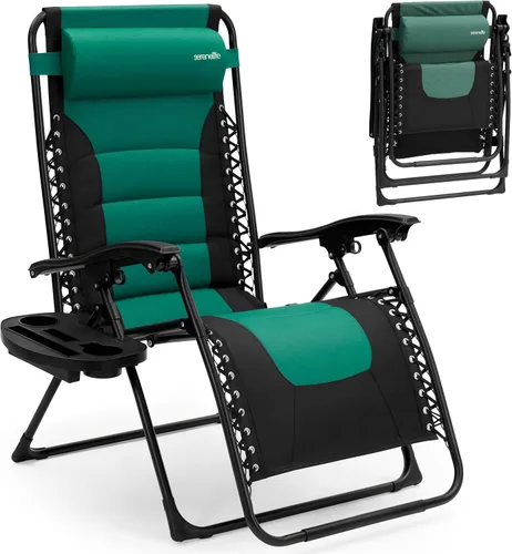 Vista 11 de SereneLife Silla de césped Zero Gravity Relájate cómodamente para acampar, patio y eventos al aire libre reclinable ajustable, reposacabezas Azul