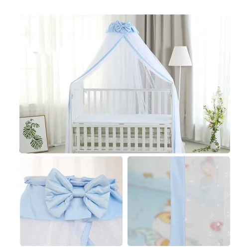 Vista 2 de Cortinas de red transpirable para cuna, toldo para niños, mosquitera, decoración de dormitorio (azul, mosquitera)