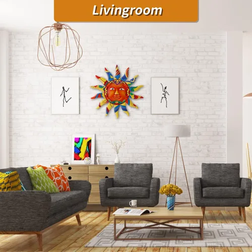 Vista 4 de VEWOGARDEN Arte Decorativo de Pared de Sol de Metal de 13 pulgadas para Colgar en Interiores y Exteriores, Hogar, Jardín, Regalos de Navidad
