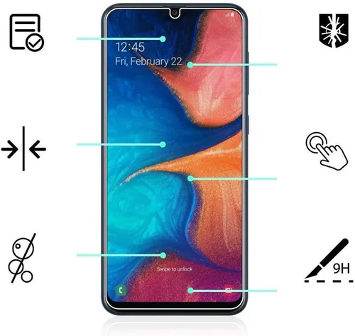 Vista 3 de Protectores de pantalla de vidrio templado para Samsung Galaxy A20 [2 unidades] Protector plano de vidrio templado Frontier Protector de pantalla